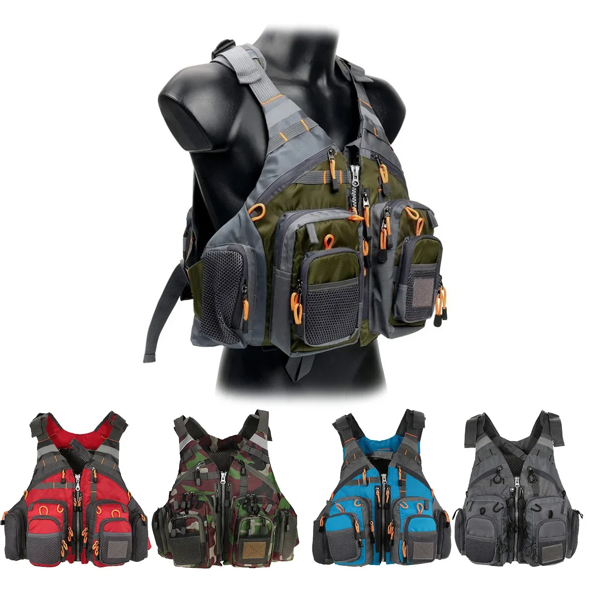 Outdoor Sport Waterproof Jacket - Chaleco de pesca ajustable, chaleco salvavidas