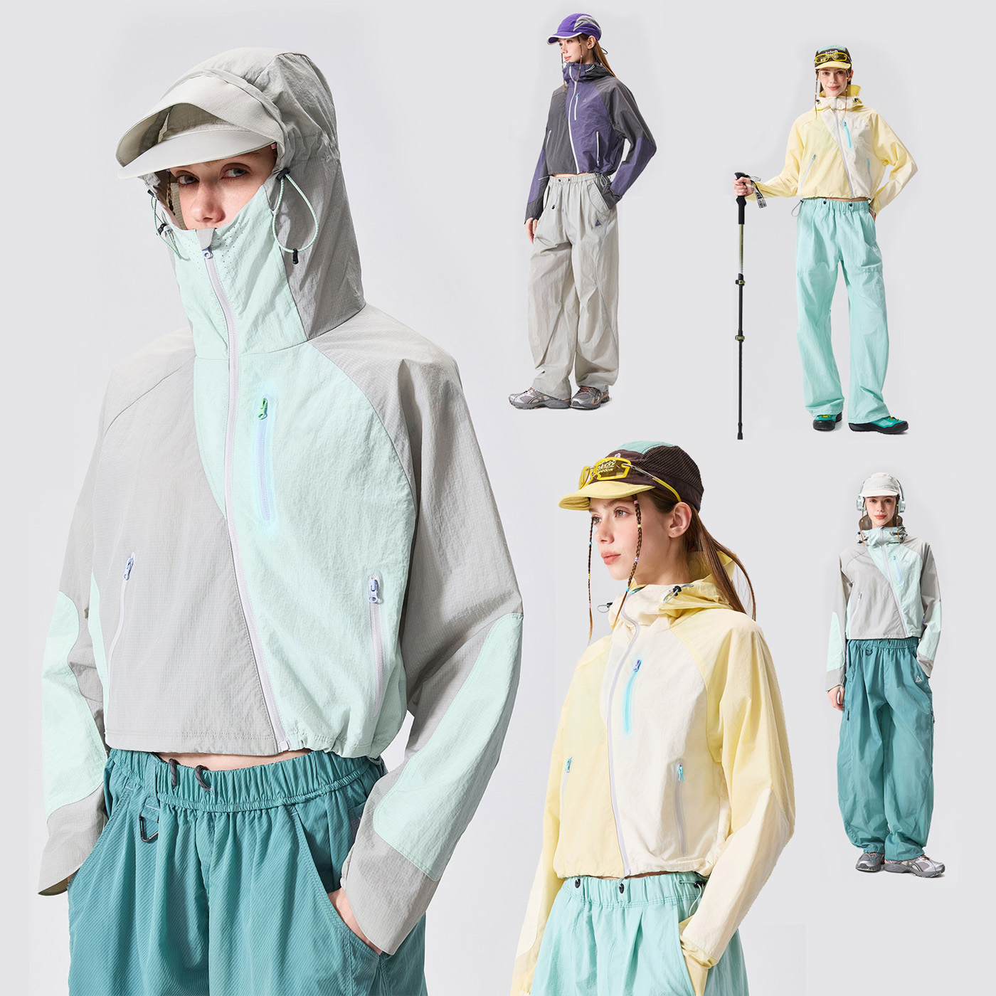 Outdoor Sport Waterproof Jacket - Chaqueta Corta con Capucha para Mujer,